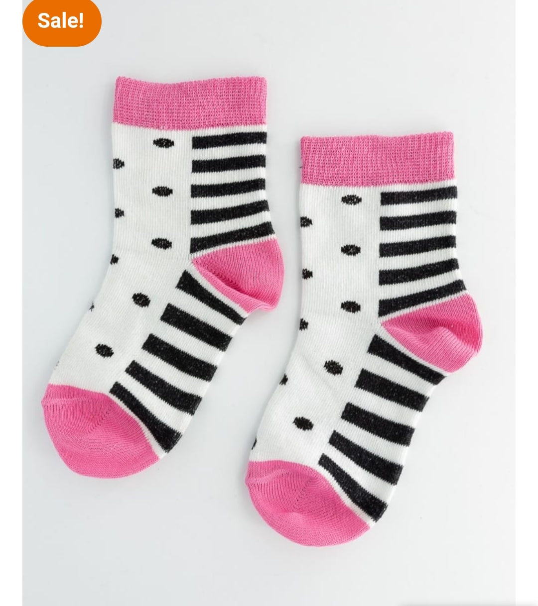 Pink Polka Dot Crew Socks - P31