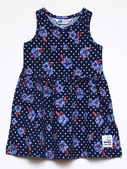 H&M polka dot royal blue jersey dress with headband