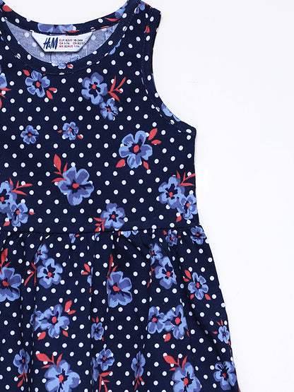 H&M polka dot royal blue jersey dress with headband