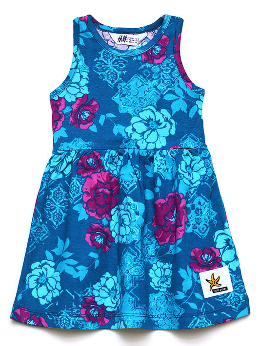 H&M green floral printed dress with headband