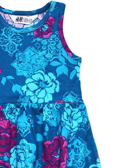 H&M green floral printed dress with headband