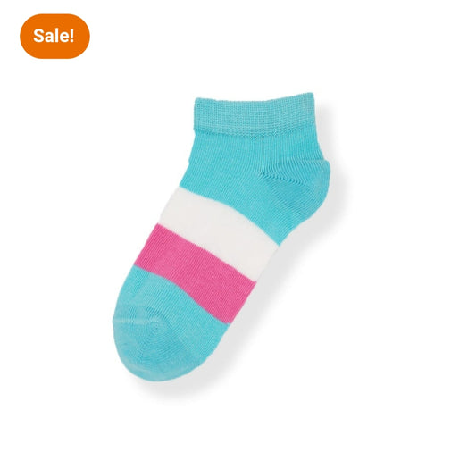 Pink & Blue Wide Pattern Ankle Socks - P36