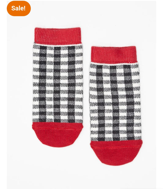 Red & Black Check Crew Socks - P38