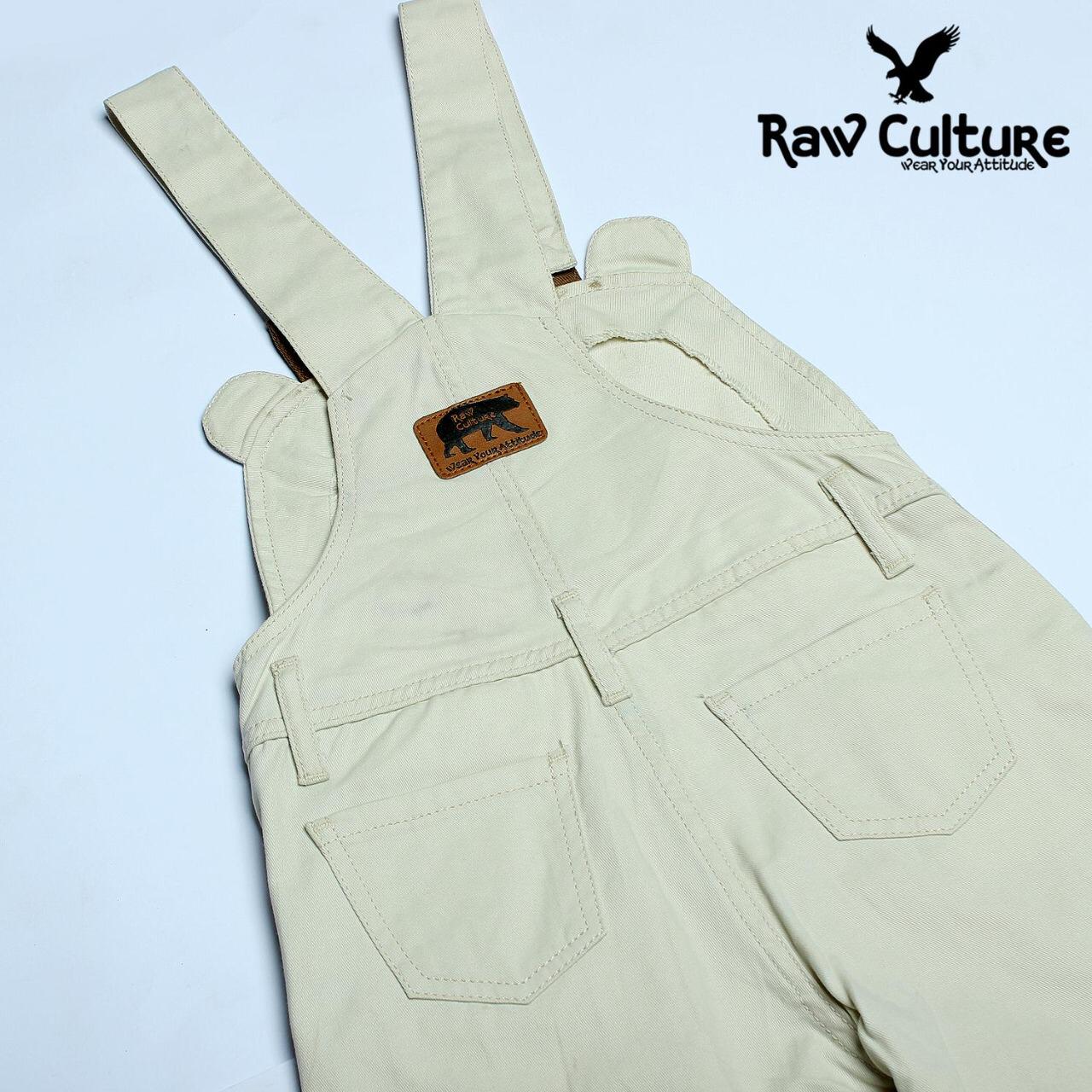 Denim Cotton Bear Face Dungaree  - Butter Caramel