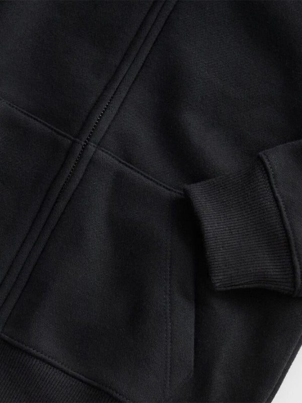 ZARA Fleece Zipper Hoodie - Black