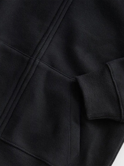 ZARA Fleece Zipper Hoodie - Black