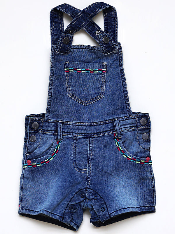 Denim embroidered Dungaree short