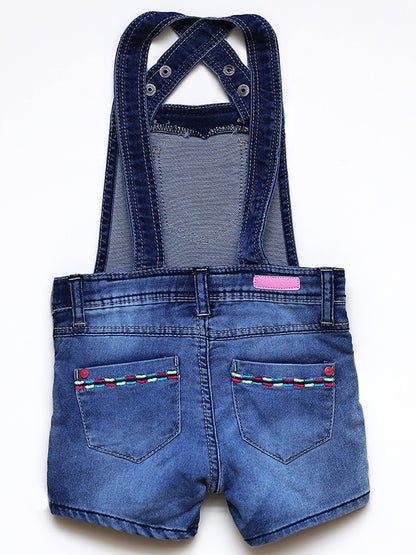 Denim embroidered Dungaree short