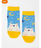 Bear Graphic Blue & Yellow Crew Socks - P41