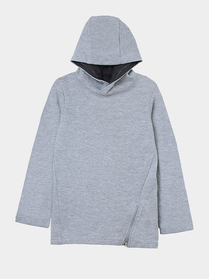 Grey Fleece Hoodie with Back Graphic