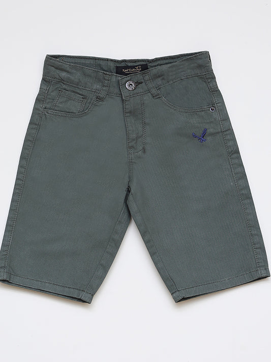 Denim cotton short - Olive Green