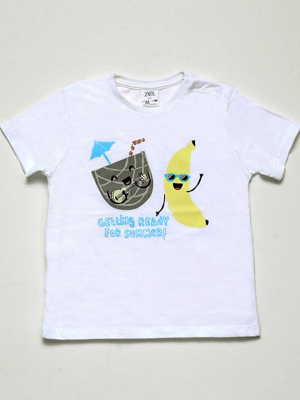 ZARA beach graphic Front Pocket Tee