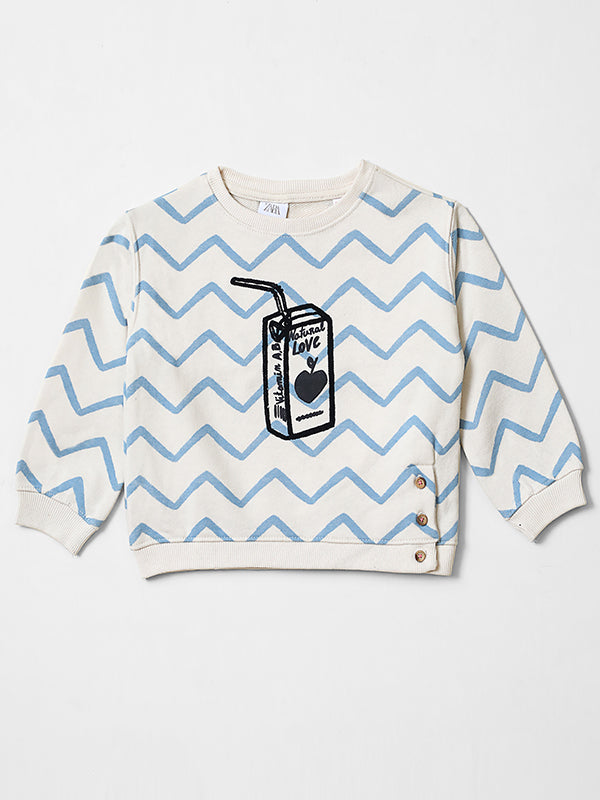 Zigzag Graphic Double Fleece Sweat Shirt