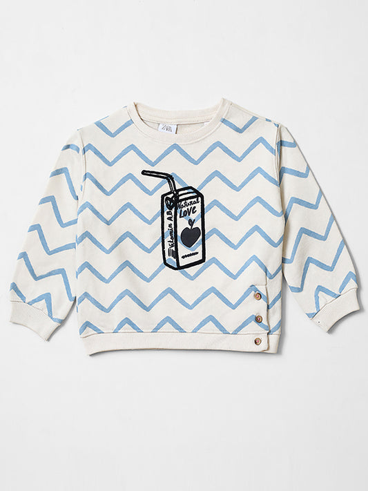 Zigzag Graphic Double Fleece Sweat Shirt