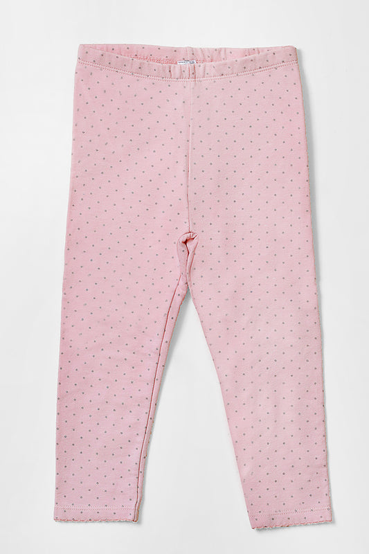 Infants Pink Polka Dot Fleece Ribbed Pajama