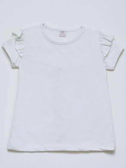 Zara off White plain Tee with puffy sleeves