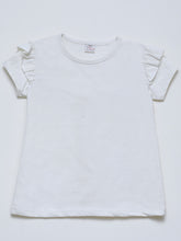 Load image into Gallery viewer, Zara off White plain Tee with puffy sleeves

