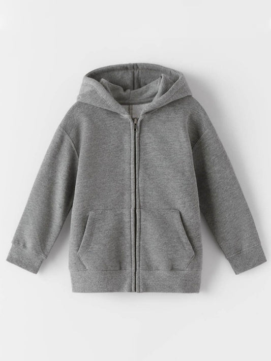 ZARA Fleece Zipper Hoodie - Dark Grey