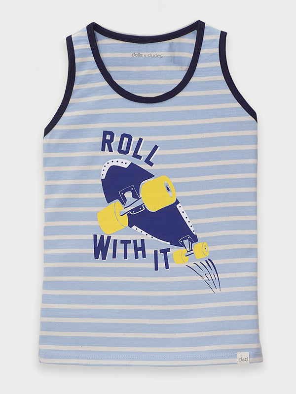 Roll with it - blue sandos shirt