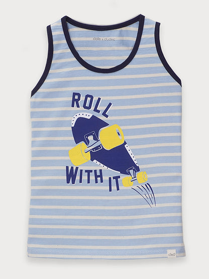 Roll with it - blue sandos shirt