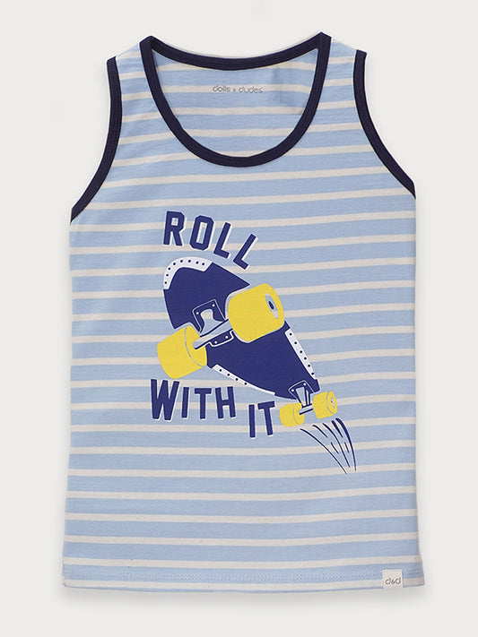 Roll with it - blue sandos shirt