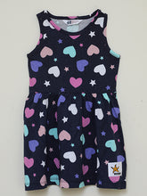 Load image into Gallery viewer, H&amp;M Hearts overall print jersey dress with headband
