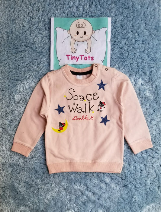 Infants Space Walk Pink Double Fleece Sweat Shirt