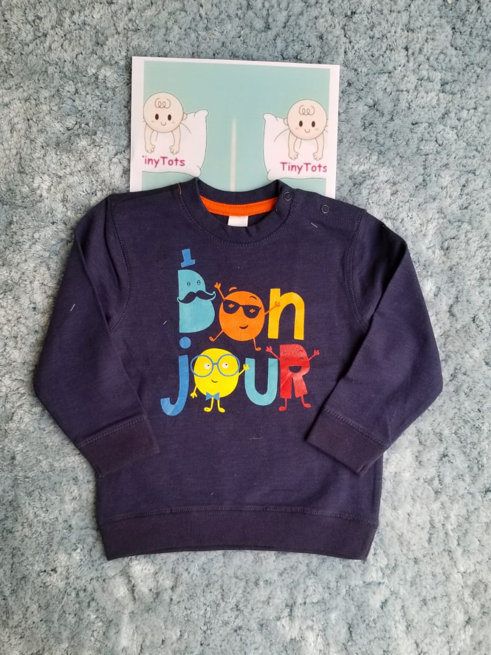 Bonjour Graphic Blue Sweat Shirt