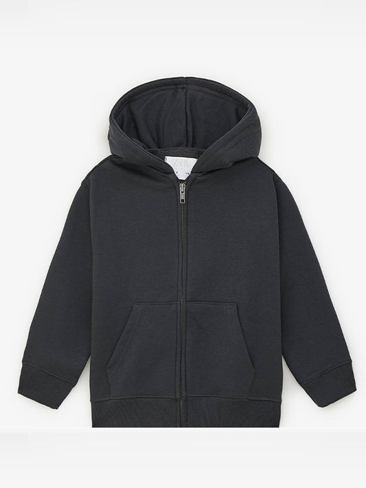 ZARA Fleece Zipper Hoodie - Black