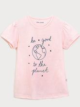 Load image into Gallery viewer, Be Good To The Planet - Fluffy Sleeves Powder Pink Tee
