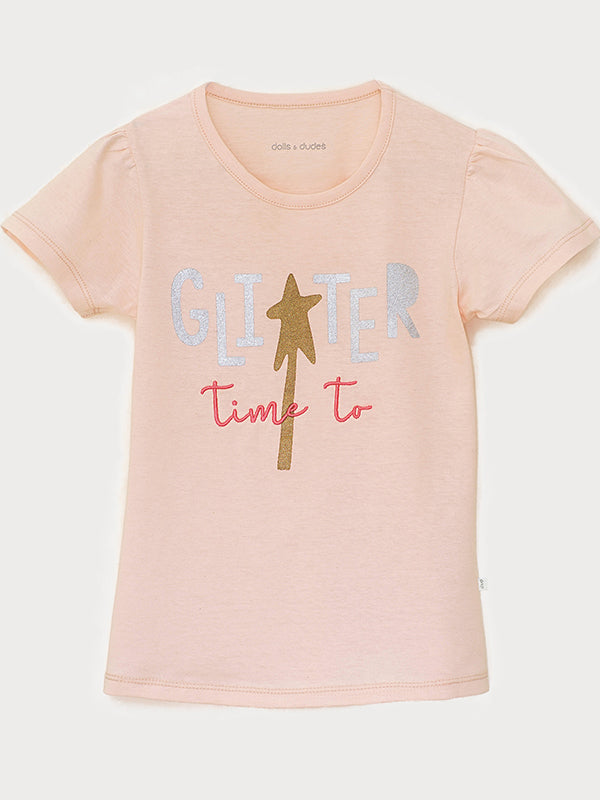 Gliter Star Pink Tee