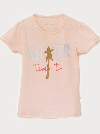 Gliter Star Pink Tee