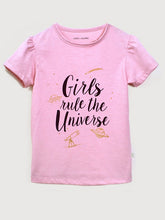 Load image into Gallery viewer, Girls Rule The Universe Pink Tee
